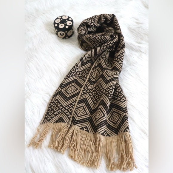 Original Alpaca‎ Wool Blend Scarf Brown & Camel Color  Unisex - Picture 2 of 7